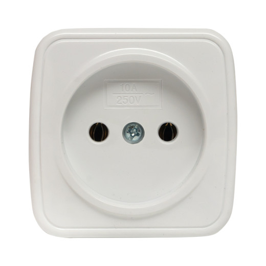 Минск Розетка 1-местная ОП 10А без заземления белая EKF Basic