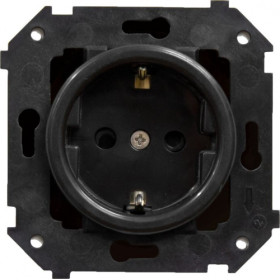 BIRONI Шедель Пластик Черный Розетка с/з (скрытый монтаж)