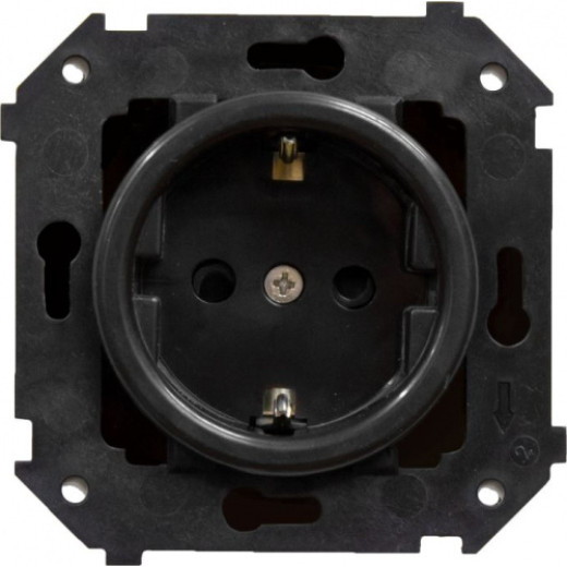 Розетка с З.К. (скрытый монтаж), Черный