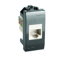 DKC Brava Компьютерная розетка RJ45 кат.6, 8P8C, Brava, черная, 1мод