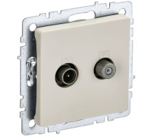 IEK BRITE BASE Бежевый Розетка двойная TV+SAT РТВ/РСп12-БрКр