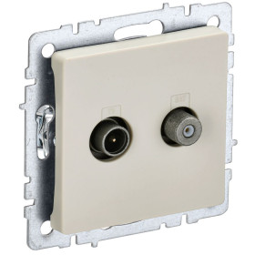IEK BRITE BASE Бежевый Розетка двойная TV+SAT РТВ/РСп12-БрКр