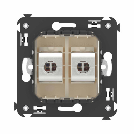 Компьютерная розетка RJ-45 без шторки в стену, кат.6А двойная экранированная, Avanti, ванильная дымка