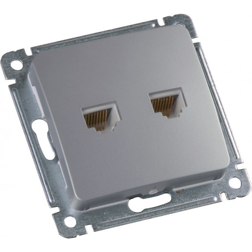 РСКТ-440-06 Розетка компьютерная и телефонная скрытой установки, механизм, цвет серебро