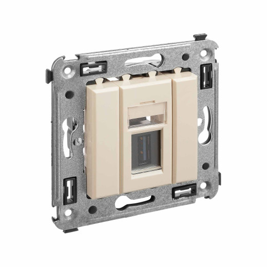 USB 3.0 розетка одинарная в стену, тип А-А, Avanti, ванильная дымка