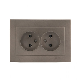 EKF PROxima Валенсия лицевая панель розетка 2-местной б/з 10А графит с защ. штор..
