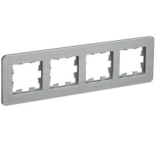 IEK BRITE DECOR /алюм метал. скругл.угол Рамка 4-м РУ-4-1-Бр RE AL
