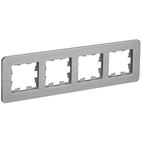 IEK BRITE DECOR /алюм метал. скругл.угол Рамка 4-м РУ-4-1-Бр RE AL