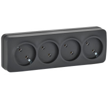 IEK GLORY Роз. 4-я без з/к/ш о/у 10А РС24-2-ХЧм черн. м.