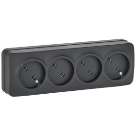 IEK GLORY Роз. 4-я без з/к/ш о/у 10А РС24-2-ХЧм черн. м.