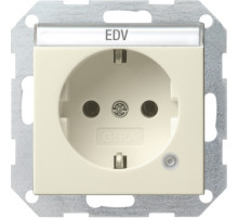 Gira S-55 Крем глянц Розетка с з/к и контрольной лампой и полем для надписи