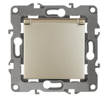 ЭРА Розетка Серия 12 12-2103-04 с заземлением 2P+E Schuko со шторками с крышкой 16A-250В IP20 шампань