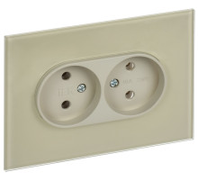 IEK SKANDY Бежевый Розетка 2-ая б/з для плоской вилки 10А SK-R03B