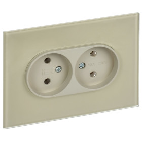 IEK SKANDY Бежевый Розетка 2-ая б/з для плоской вилки 10А SK-R03B