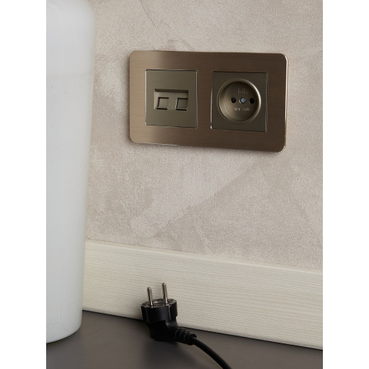 BRITE Роз. двойная RJ11+RJ45 кат.5E РК/Т12-БрШ шамп. IEK