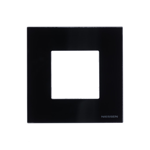 Рамка 1-постовая, 2-модульная, серия Zenit, стекло чёрное