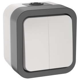 IEK TORS Выключатель двухклавишный 10А IP55 TS205 белый