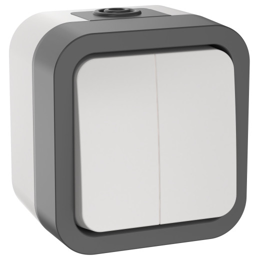 TORS Выключатель двухклавишный 10А IP55 TS205 сер-бел IEK