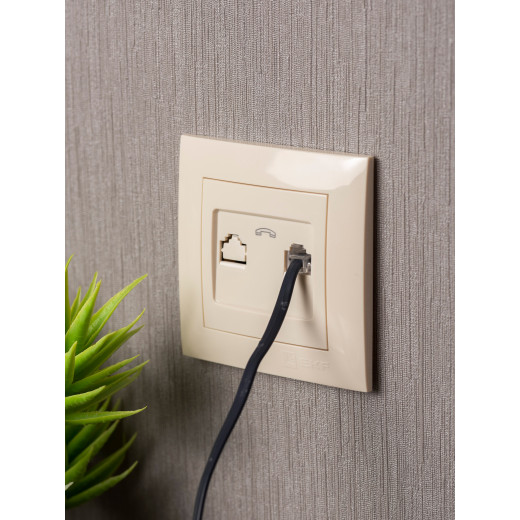 Валенсия розетка телефонная RJ-11 1-местная кремовая EKF PROxima