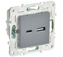 IEK SKANDY Серый Розетка USB A+C 3,1А SK-R14Gr