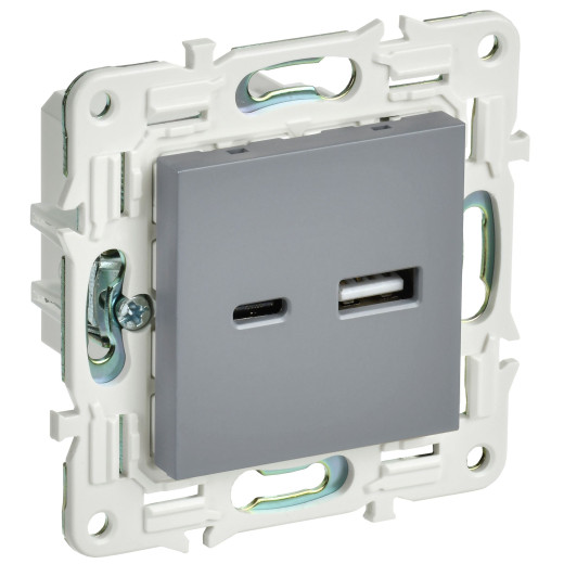 SKANDY Роз. USB A+C 3,1А SK-R14Gr сер. IEK