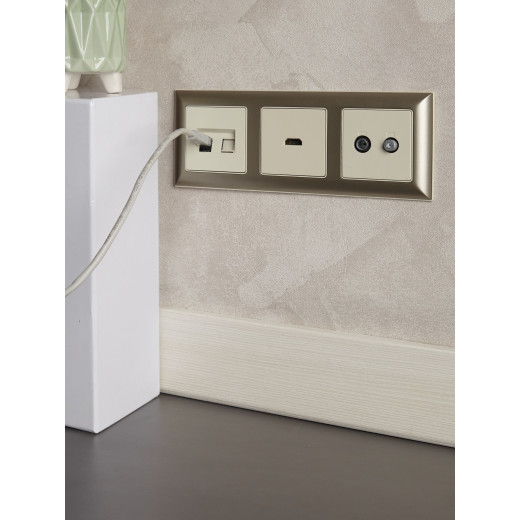 BRITE Роз. двойная RJ11+RJ45 кат.5E РК/Т12-БрКр беж. IEK