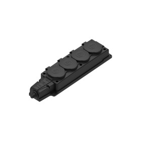 Systeme Electric MultiSet Черная Колодка 4х розетка 2К+З каучуковая 16А/250В IP44