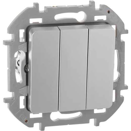 Выключатель трёхклавишный - Legrand/Daccord Inspiria - 10АХ 250В винтовые зажимы - алюминий