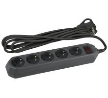 ЭРА Сетевой фильтр  USF-5es-1.5m-B с базовой защитой с заземлением с выключателем 5 розеток 1,5м 10А черный