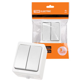 TDM Выключатель 2-кл. открытой установки IP54 10А белый 