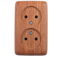 Hegel Альфа наруж Дуб РА16-144-05 Розетка двойная со шторками, с изол. пластиной