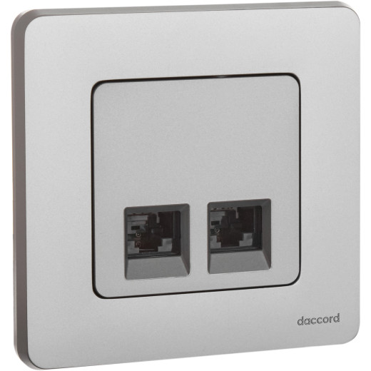 Розетка компьютерная двойная RJ45 категория 5e UTP - Legrand/Daccord Inspiria - алюминий