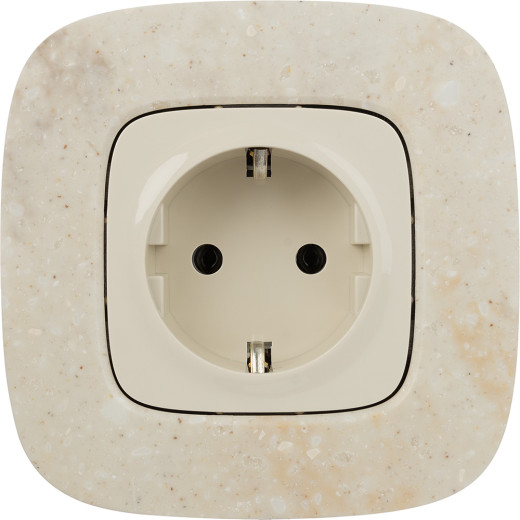 Valena ALLURE.Силовая розетка 2К+З 16А 250В с лицевой панелью.Безвинтовые зажимы.Слоновая кость