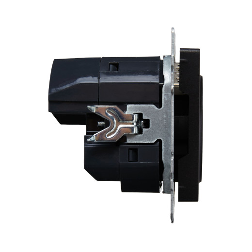 BRITE Роз. с з/к/ш 16А с USB A+A 3,1А РЮш10-2-БрЧ черн. IEK