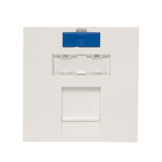 Вставка розеточная TERACOM PRO 45x45мм формат Mosaic на 1 модуль Keystone со шторкой и маркером белая