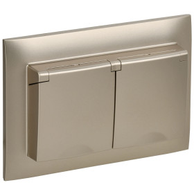 IEK SKANDY Шампань Розетка 2-ая с/з с крышкой 16А в сборе IP44 SK-R12Sh