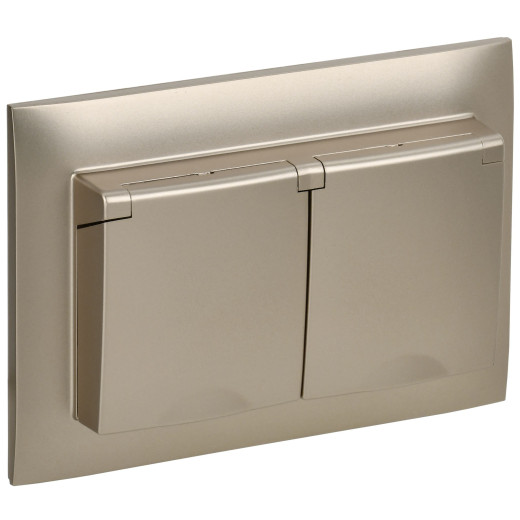 SKANDY Роз. 2-я с кр. 16А в сб IP44 SK-R12Sh шамп. IEK