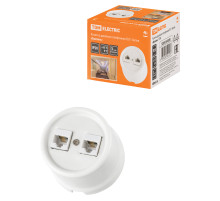 TDM Розетка двойная телефонная RJ11 белая «Болонь»