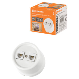 TDM Розетка двойная телефонная RJ11 белая «Болонь»