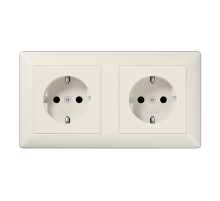 JUNG Механизм двух SCHUKO-розеток для кабель-каналов, монолит с рамкой, слоновая кость