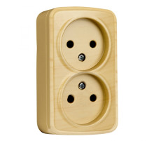 EKF Basic Минск Светлое дерево Розетка 2-ая, б/з, 10А, ОП.