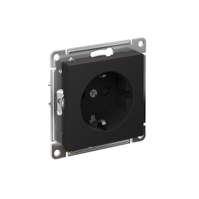 Systeme Electric AtlasDesign Карбон Розетка с заземлением со шторками, 16А, мех., быстрозажим. клем.
