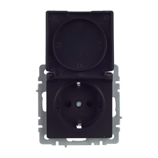 BRITE Роз. с з/к/ш с кр. 16А IP44 РСбш10-3-44-БрЧ черн. IEK