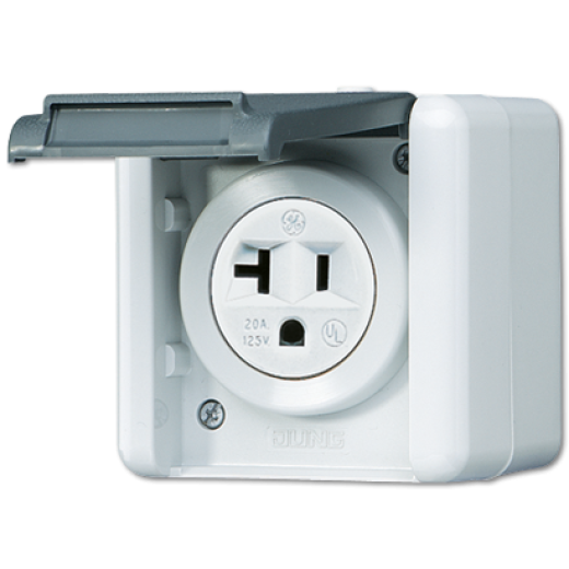USA-стандарт NEMA, 2 полюса + заземление, 20А 125V~, для накладного монтажа