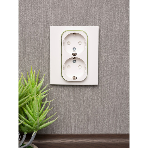 Стокгольм Рамка для розетки 2-местная белая с линией цвета зеленый EKF PROxima