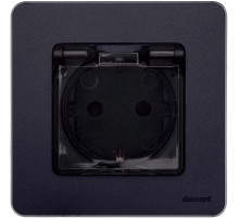 Legrand/Daccord INSPIRIA Антрацит Розетка 2К+З IP 44 с откидной крышкой и шторками - немецкий стандарт - 16 А - 250 В.