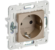 IEK SKANDY Шампань Розетка с/з с защитными шторками 16А б/к SK-R06Sh
