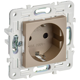 IEK SKANDY Шампань Розетка с/з с защитными шторками 16А б/к SK-R06Sh