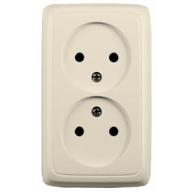Hegel Альфа наруж Слоновая кость РА16-143-01 Розетка двойная с изол. пластиной