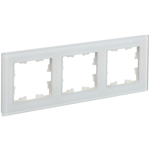 BRITE Рамка 3-мест. РУ-3-2-Бр стекло бел. матовый IEK